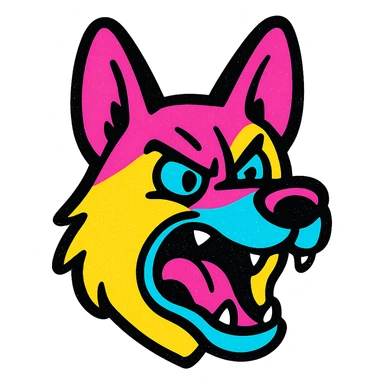 Angry German shepherd head with open mouth sticker