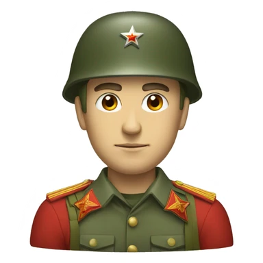 ussr soldier serious with military helmet sticker