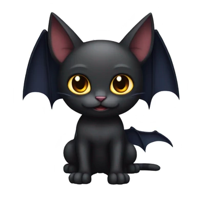Black-Vampire-Batty-Cat-Fakémon-Cat With Bat-wings as ears  sticker