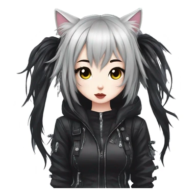 Edgy Kawaii Cute Cool Cartoon Beautiful Elegant Pretty Anime Punk Techwear Gothic Catgirl sticker