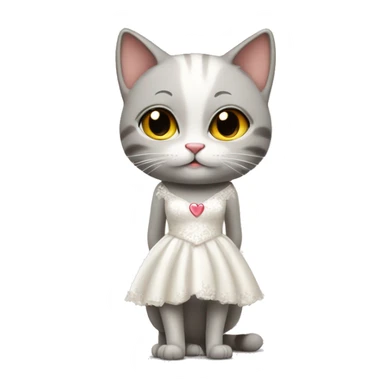cat standing on two legs in bridal dress with heart for eyes sticker