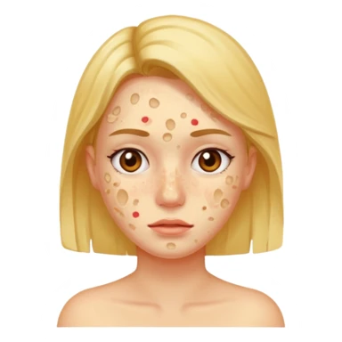 woman with acne and pimple on skin sticker