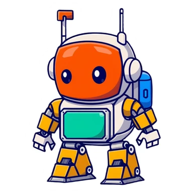 Rusted scavenger robot with patchwork body plates sticker