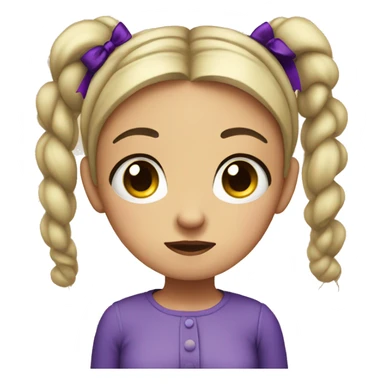 
A sad girl with pigtails and purple bows sticker