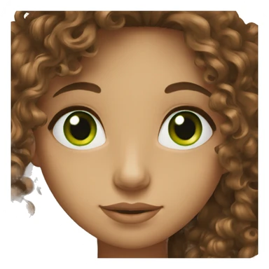 long brown curly hair girl with green eyes sticker