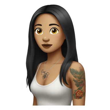 Filipino woman with dark long hair and tattoos  sticker