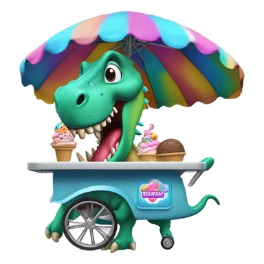 Dinosaur selling ice cream sticker