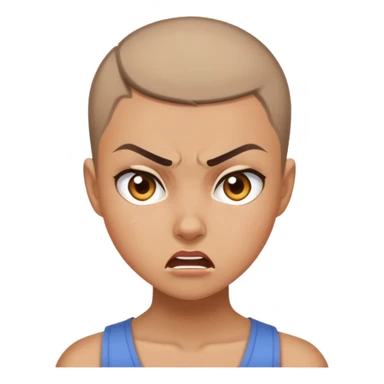 Girl showing anger, tan skin tone, buzzcut sticker