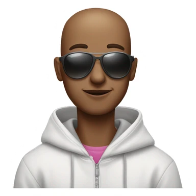 buzzcut man wearing hoodie with sunglasses on and lollipop in his mouth sticker