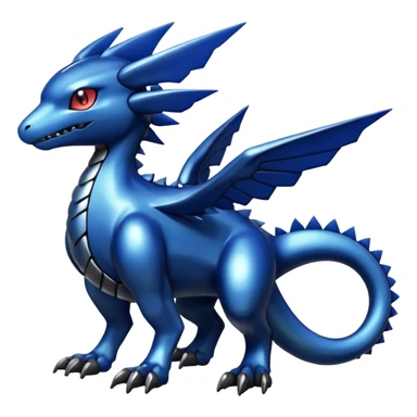 Dusky Glossy Oil-Sheen Blackened Blue Pokémon-Fakémon-Digimon-Creature, (full body) sticker