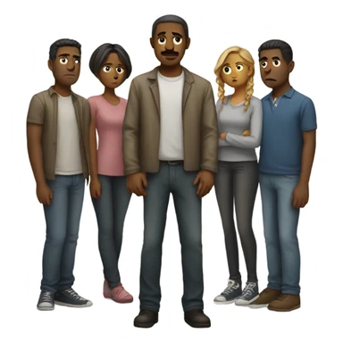 Group of sad people  standing sticker