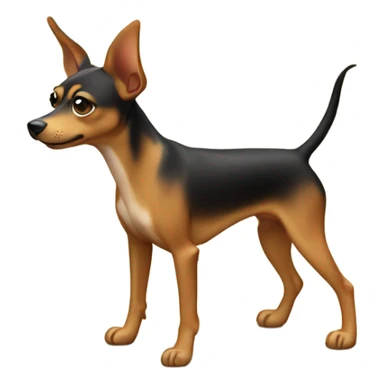 Miniature pincher dog standing on a tropical island with sand sticker