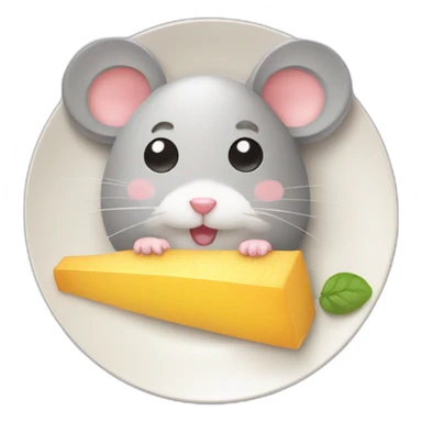 fluffy cute mouse plate with food sticker