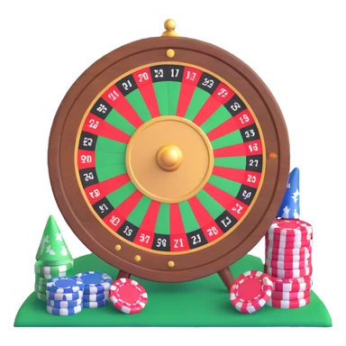 roulette wheel with festive decorations and flag accents sticker