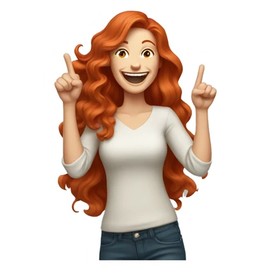 Pale, Long Wavy haired red head woman laughing and pointing sticker