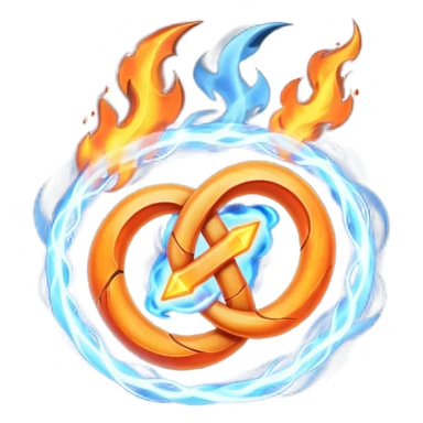 An abstract mystical fire symbol made of intertwining smoke, flame, and lightning, rune-like design, gothic realistic style, soft neutral background, emoji-style icon, clean edges. sticker