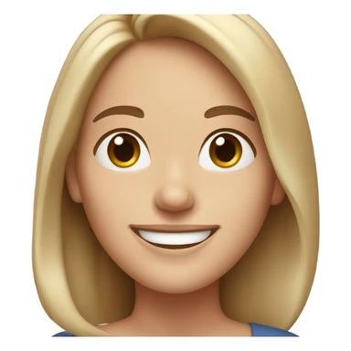 white woman happy face with brown hair sticker