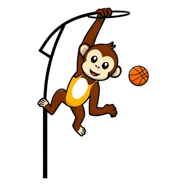 A monkey dunking a basketball into a hoop sticker