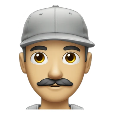 Skinhead in five-panel cap, with mustache, grey eyes sticker