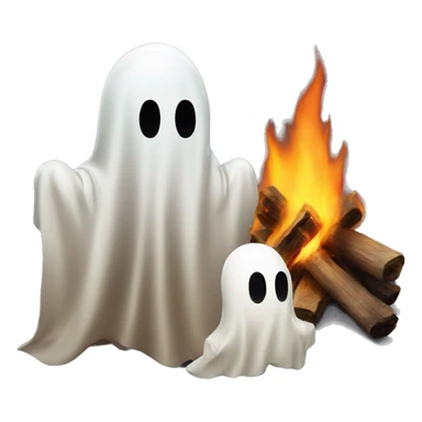 Ghosts stare at man around bonfire sticker