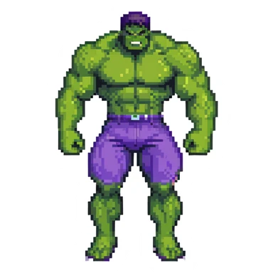 Hulk, green muscular superhero with purple shorts sticker