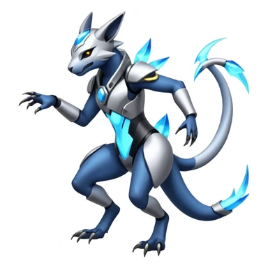 Futuristic highly advanced technological cyborg-Genet-Absol-Zeraora-Primagen-fusion-creature  sticker