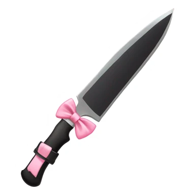 Black knife with cute light pink bow on handle cute sticker