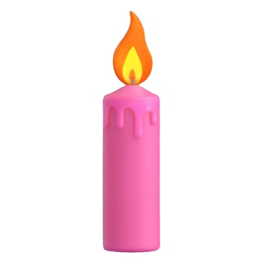 A pink candle with a flame on it, viewed from 10 degrees from above. sticker