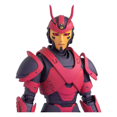 male cyborg samurai with half-human half-robot face and high-tech armor sticker