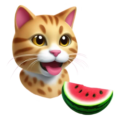 Cat eating watermelon sticker