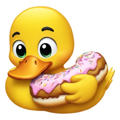 Yellow Duck eating donut  sticker