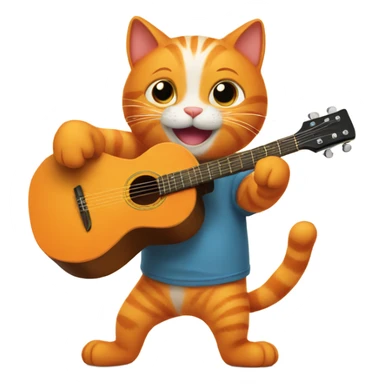 Orange cat playing guitar sticker