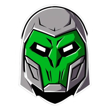 Doctor Doom with glowing green eyes and metal mask sticker