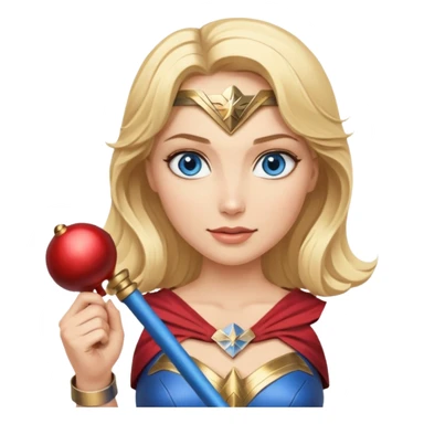 Blonde blue eyes Wonder Woman holding bell and baton sticker