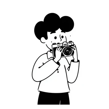 Photographer with vintage Kodak camera sticker