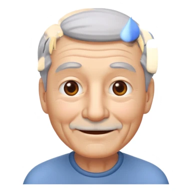A 3D emoji in iOS emoji aesthetic style of an old man with gray hair, gentle wrinkles, kind smile, and soft eyes. Minimal white background, glossy Apple-style design, warm and friendly expression. sticker