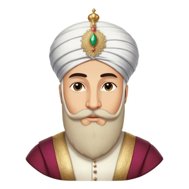 ​Cinematic Realistic Portrait of Suleiman the Magnificent, depicted as a regal Ottoman sultan adorned with a large, white, round, tall turban and a majesti beard, his commanding gaze bathed in warm, historic lighting that exudes timeless authority and grandeur, sticker
