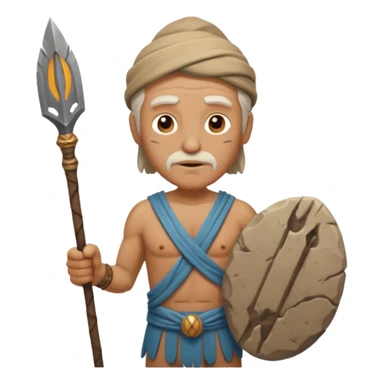 ancient man with stone spear sticker