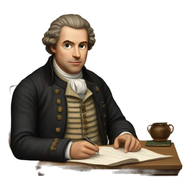 white man writer on table 18 century sticker