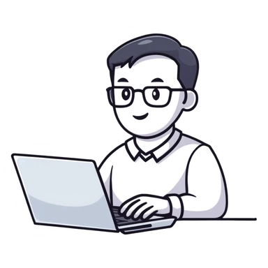 male teacher holding a laptop, teaching online sticker