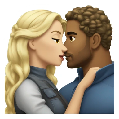 blonde strong man kissing brunette pretty girl sticker