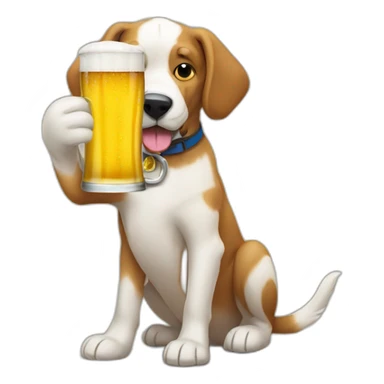 Dog drinking a beer sticker