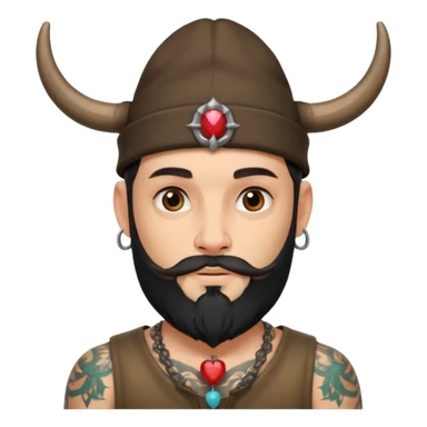 guy with tattoos, hat and horns sticker