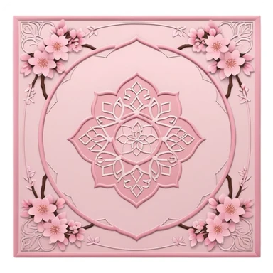 islamic prayer mat soft pink with cherry blossom design  sticker