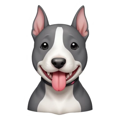 Bull terrier with tongue out , dark Grey with a Little white spot on the chest sticker