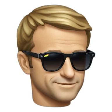 Emmanuel Macron wearing euro currency logo sunglasses sticker