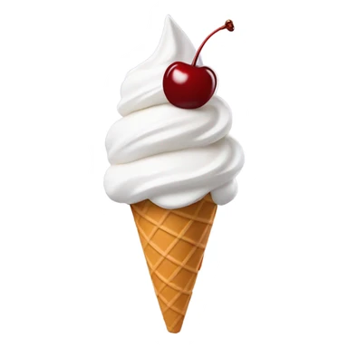soft serve ice cream in a cone with a double cherry on top sticker