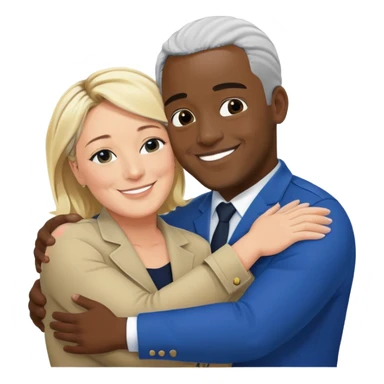 Marine le Pen hugging a black man sticker