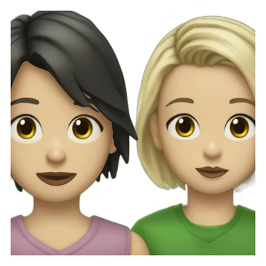 Girl with brown eyes and black pixi haircut kisses boy with kurt cobain haircut and green eyes sticker