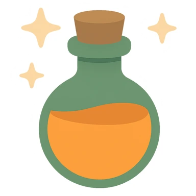 cute magic potion bottle stars are shining around add different details FA9B41, 4A7C5C,96775A,FFCC9A  sticker